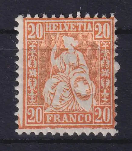 Schweiz 1863 Sitzende Helvetia 20 C orange Mi.-Nr. 24a ungebraucht *