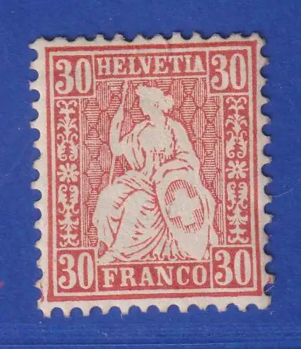 Schweiz 1862 Sitzende Helvetia 25 C zinnoberrot Mi.-Nr. 25a ungestempelt.