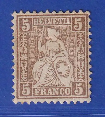 Schweiz 1862 Sitzende Helvetia 5 C braun Mi.-Nr. 22e ungebraucht *