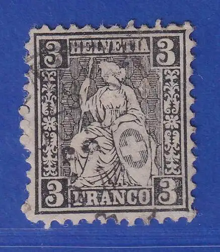 Schweiz 1862 Sitzende Helvetia 3 C grauschwarz Mi.-Nr. 21a gestempelt