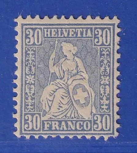 Schweiz 1867 Sitzende Helvetia 30 C blau Mi.-Nr. 33 ungebraucht *