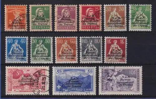 Schweiz Internationale Arbeitsorganisation 1923 Mi.-Nr. 1-14 kpl. gestempelt