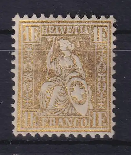 Schweiz 1863 Sitzende Helvetia 1 Fr gold Mi.-Nr. 28c ungebraucht *