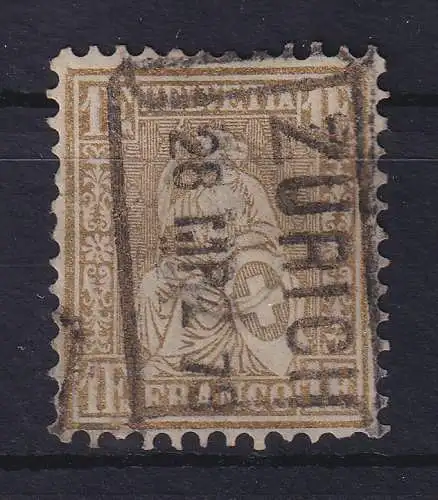 Schweiz 1863 Sitzende Helvetia 1 Fr gold Mi.-Nr. 28c O ZÜRICH