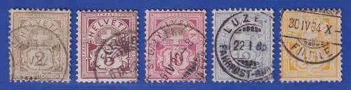 Schweiz 1882 Kreuz über Wertschild Mi.-Nr. 45-49 Satz kpl. gestempelt
