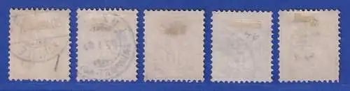 Schweiz 1882 Kreuz über Wertschild Mi.-Nr. 45-49 Satz kpl. gestempelt