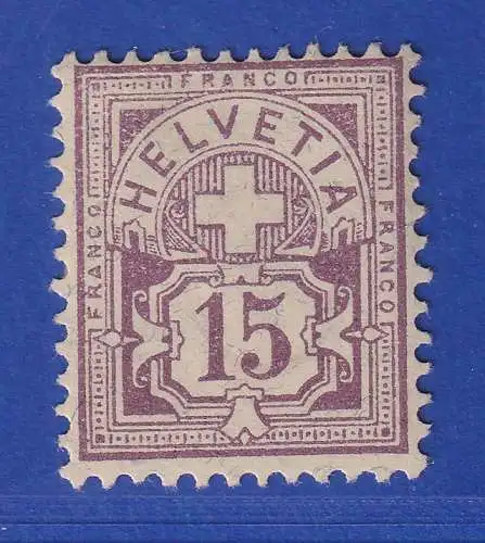 Schweiz 1889 Kreuz über Wertschild 15 C lila Mi.-Nr. 57Ya ungebraucht *
