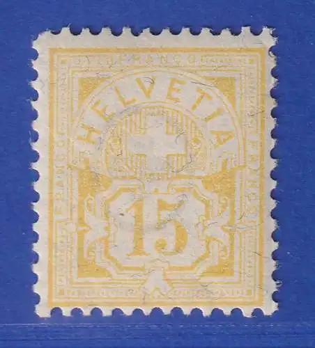 Schweiz 1882 Kreuz über Wertschild 15 C gelb Mi.-Nr. 56Xa ungebraucht *