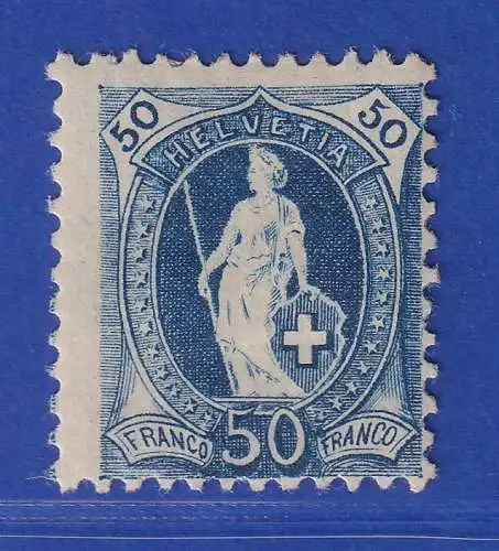 Schweiz 1882 Stehende Helvetia 50 C blau Mi.-Nr. 62YC ungebraucht *