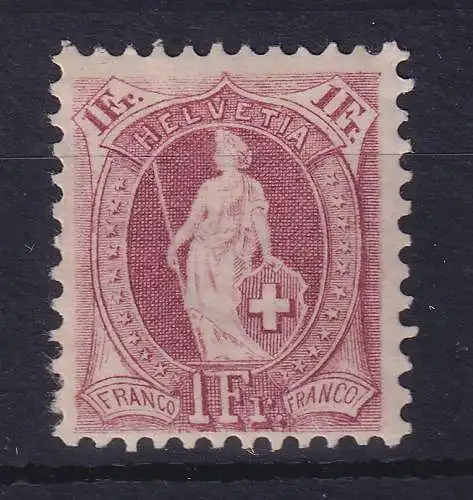 Schweiz 1882 Stehende Helvetia 1 Fr purpur  Mi.-Nr. 63YC  ungebraucht *