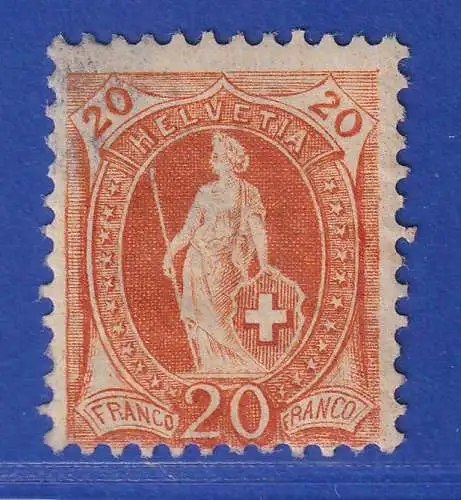 Schweiz 1882 Stehende Helvetia 20 C orange Mi.-Nr. 58Yc ungebraucht *
