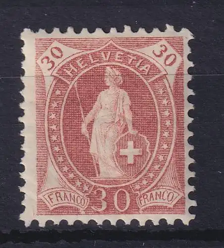 Schweiz 1882 Stehende Helvetia 30 C orangebraun Mi.-Nr. 60YD ungebraucht *
