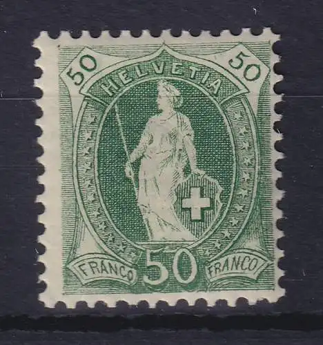 Schweiz 1882 Stehende Helvetia 50 C grün  Mi.-Nr. 62YC  ungebraucht *