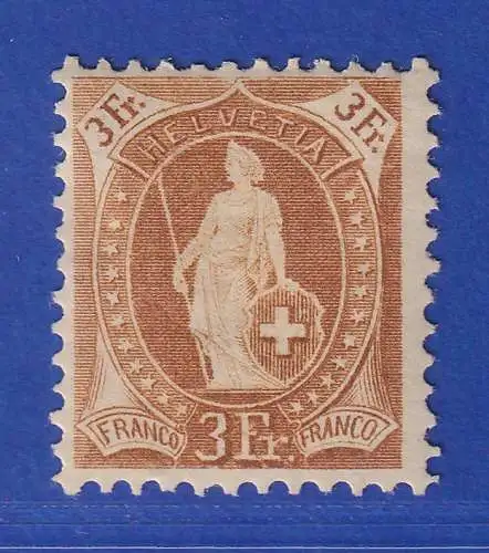 Schweiz 1882 Stehende Helvetia 3 Fr ocker Mi.-Nr. 64XAb ungebraucht *