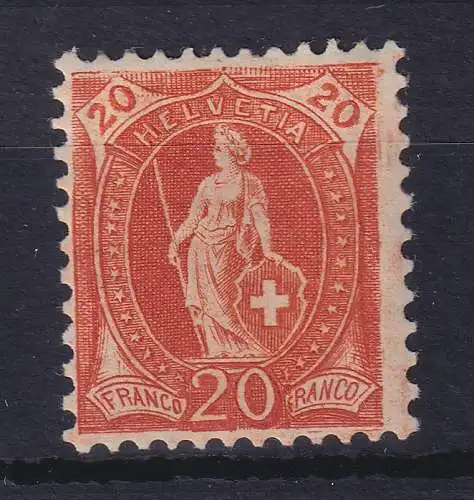 Schweiz 1907 Stehende Helvetia 20 C orange Mi.-Nr. 74 D ungebraucht *