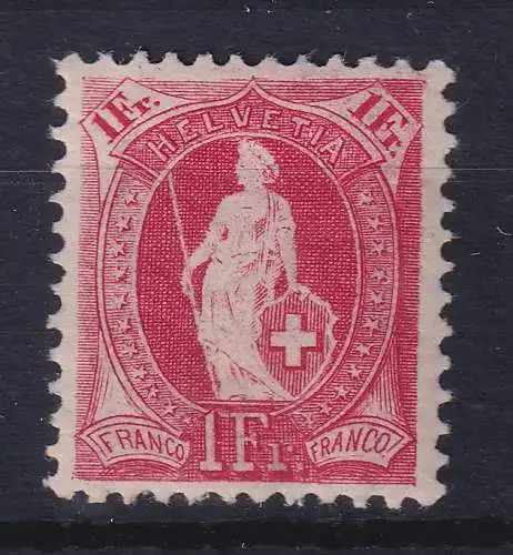 Schweiz 1907 Stehende Helvetia 1 Fr karmin Mi.-Nr. 79Da ungebraucht *