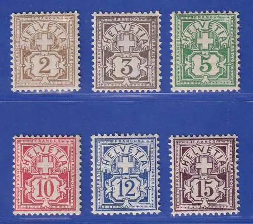 Schweiz 1906 Kreuz über Wertschild Mi.-Nr. 82-87 Satz kpl. ungebraucht *