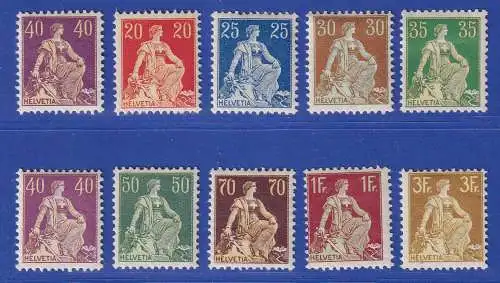 Schweiz 1908 Sitzende Helvetia Mi.-Nr. 101-110 Satz kpl. ungebraucht *