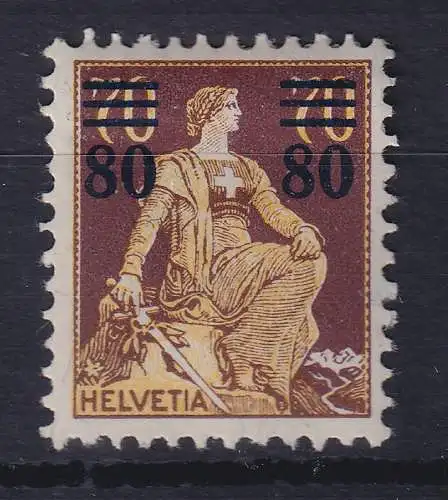 Schweiz 1915 Sitzende Helvetia mit Wertaufdruck Mi.-Nr. 127 ungebraucht *