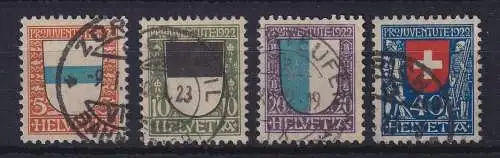 Schweiz 1922 Pro Juventute Wappen Mi.-Nr. 175-178 Satz kpl. gestempelt