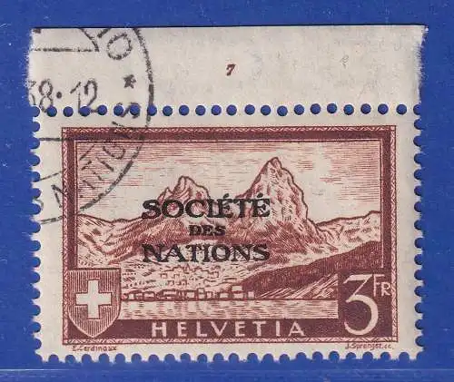 Schweiz Völkerbund 1937 Mi.-Nr. 56 Oberrandstück gestempelt