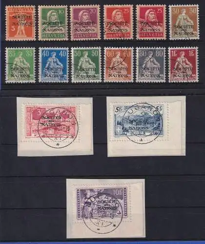 Schweiz Völkerbund 1922  Mi.-Nr. 1-15 Satz kpl. gestempelt