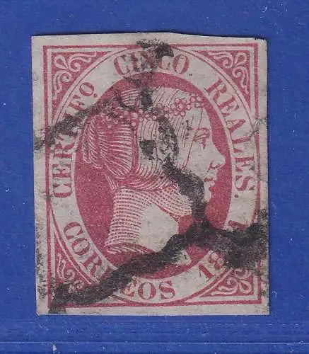 Spanien 1851 Königin Isabella II. 5 R rosa Mi.-Nr. 9 gestempelt