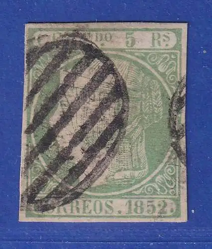 Spanien 1852 Königin Isabella II. 5 R hellgrün Mi.-Nr. 15 gestempelt