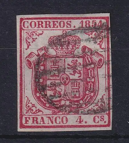 Spanien 1854 Wappen und Krone 4 Cs karmin Mi.-Nr. 25w gestempelt