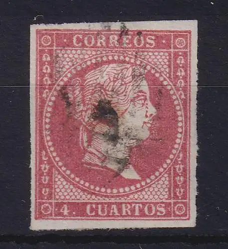 Spanien 1856 Königin Isabella II. 2 Cs karmin Mi.-Nr. 40b gestempelt