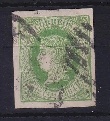 Spanien 1864 Königin Isabella II. 12 Cs grün Mi.-Nr. 57 gestempelt