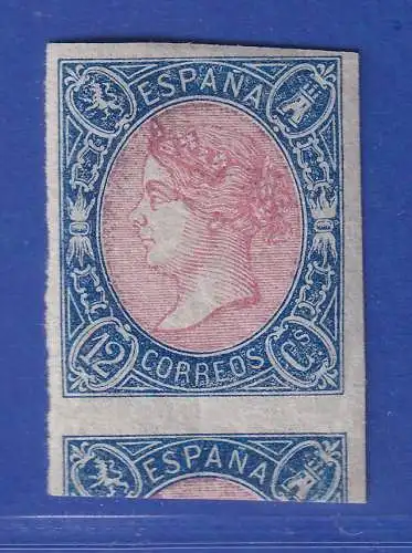 Spanien 1865 Königin Isabella II. 12 Cs blau/rosa Mi.-Nr. 63 ungebraucht *