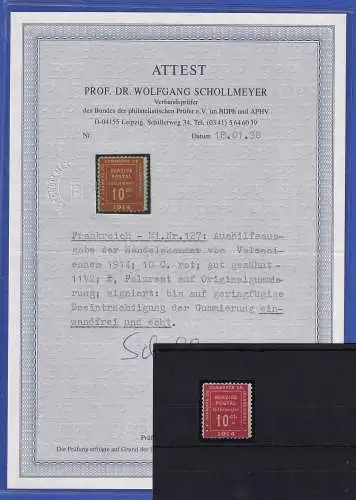Frankreich 1914 Handelskammermarke Valenciennes Mi.-Nr. 127 ungebraucht * Attest