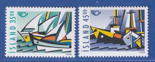 Island 1998 Seefahrt, Segelboote Segelschiffe Mi.-Nr. 884-85 Satz ** 