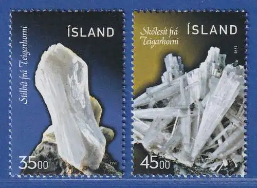 Island 1998 Mineralien, Stilbit und Skolezit Mi.-Nr. 893-94 ** 