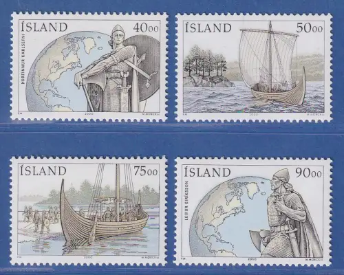 Island 2000 Entdeckung Amerikas durch Leif Eriksson Mi.-Nr. 945-48 Satz kpl. ** 