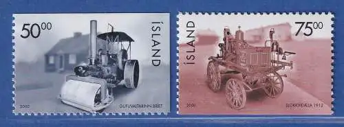 Island 2000 Hist. Fahrzeuge Dampfwalze Spritzenwagen  Mi.-Nr. 949-50 **