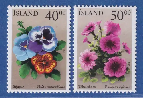 Island 2000 Sommerblumen, Gartenstiefmütterchen und Petunie Mi.-Nr. 958-59 ** 