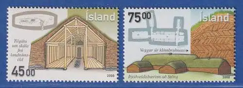 Island 2000 Architektur, Traditioneller Hausbau Mi.-Nr. 965-66 ** 