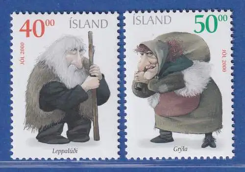 Island 2000 Weihnachten Leppalúoi und Gry`la Mi.-Nr. 967-68 ** 