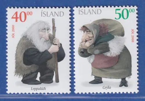 Island 2000 Weihnachten Leppalúoi und Gry`la Mi.-Nr. 967-68 ** 