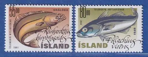 Island 2001 Nutzfische, Schwarzer Heilbutt und Seelachs Mi.-Nr. 971-72 ** 