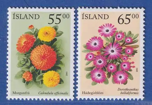 Island 2001 Sommerblumen, Ringelblume und Mittagsblume Mi.-Nr. 974-75 ** 