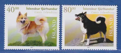 Island 2001 Einheimische Hunde, Spitz in zwei Farbvarianten Mi.-Nr. 977-78 ** 