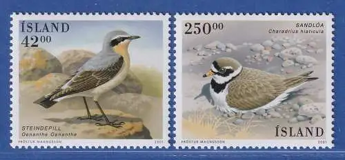Island 2001 Vögel, Steinschmätzer Sandregenpfeifer Mi.-Nr. 996-97 ** 