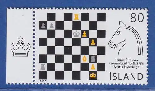 Island 2008 Schachgroßmeister Friórik Ólafsson Mi.-Nr. 1210 ** 