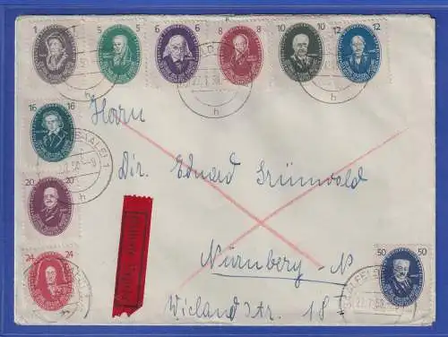 DDR 1950 Akademie der Wissenschaften Mi.-Nr. 261-70 kpl. Satz auf Sammler-Eil-Bf