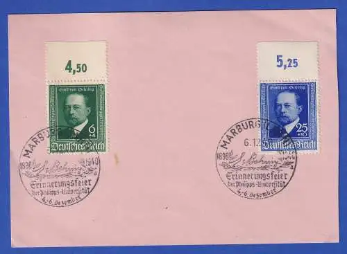 Deutsches Reich, Mi.-Nr. 760-61 Behring Oberrand-Satz auf Karte So.-O MARBURG