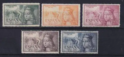 Spanien 1951 Flugpostmarken Isabella die Katholische Mi.-Nr. 998-1002 postfrisch
