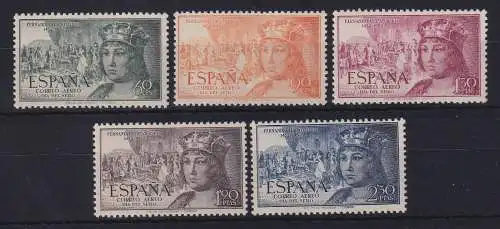 Spanien 1952 Flugpostmarken König Ferdinand V. Mi.-Nr. 1013-1017 postfrisch **